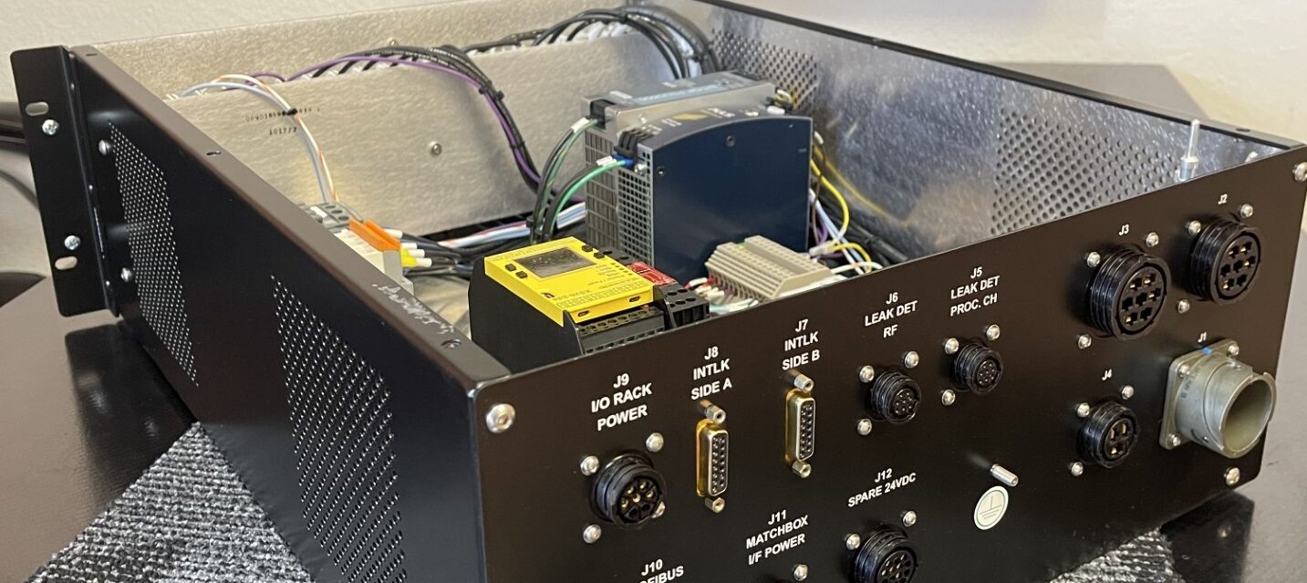 Labeled test interface panel with connector call outs, built by HPN Electronics for functional test automation
