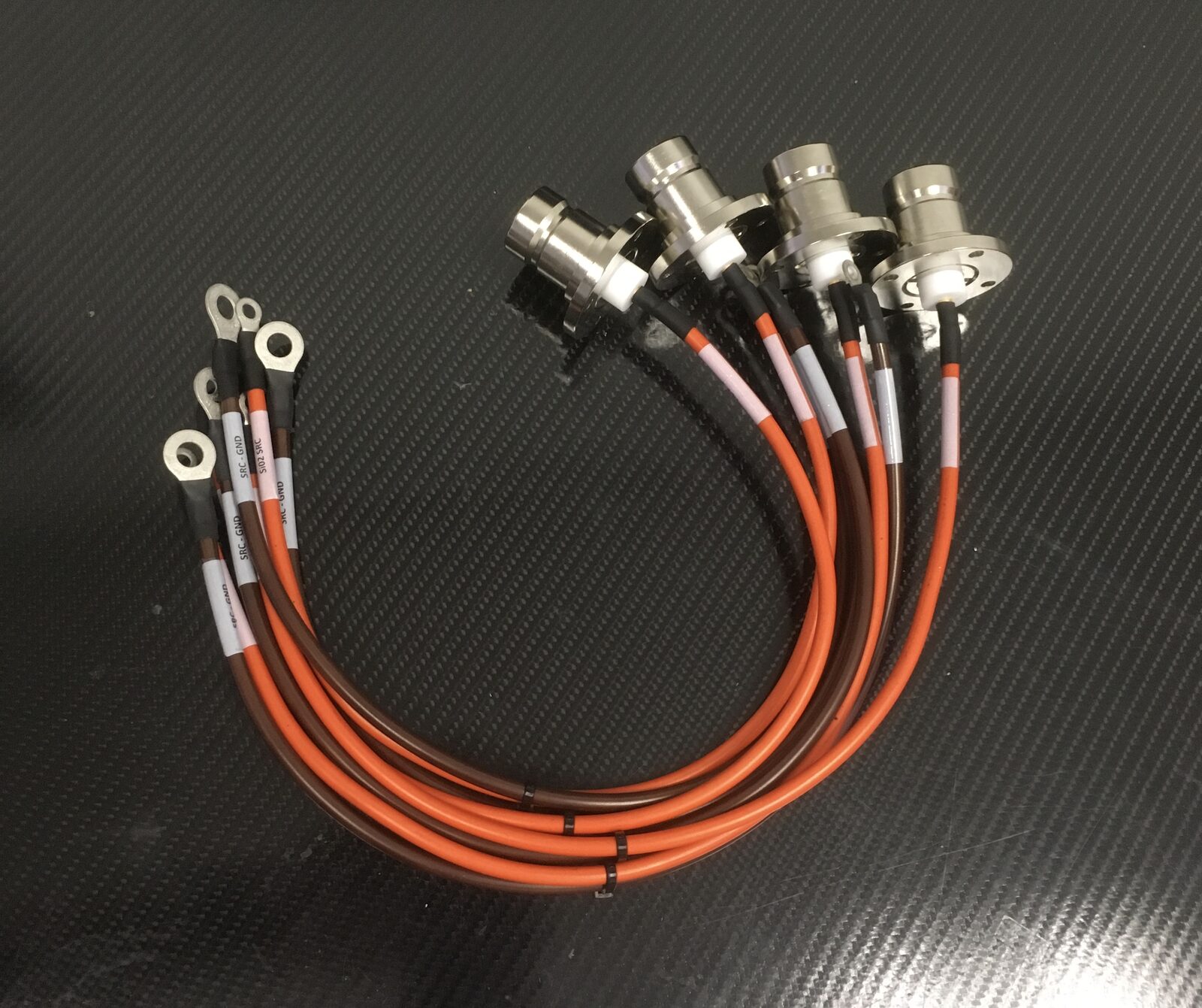 Finished cable harness assembly with labeled connectors
